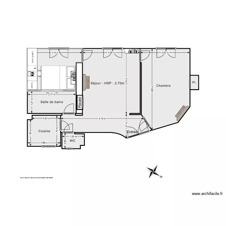 Vol LZ. Plan de 1 pièce et 7 m² Vol LZ. Plan de 1 pièce et 7 m²