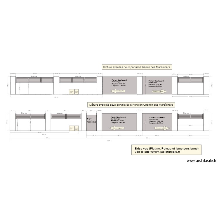 les deux modèles de clôtures sur Chemin des Maraîchers . Plan de 0 pièce et 0 m2