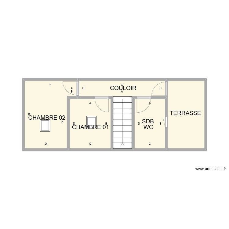 PLAN NIMES ETAGE COUR DROITE PLB BON ENFANT. Plan de 6 pièces et 21 m2