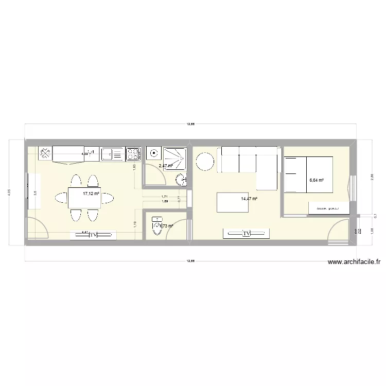 antoine. Plan de 5  et 42 m²