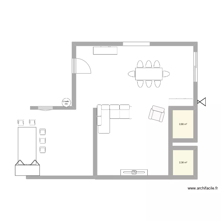 rez de chausse. Plan de 2  et 5 m²