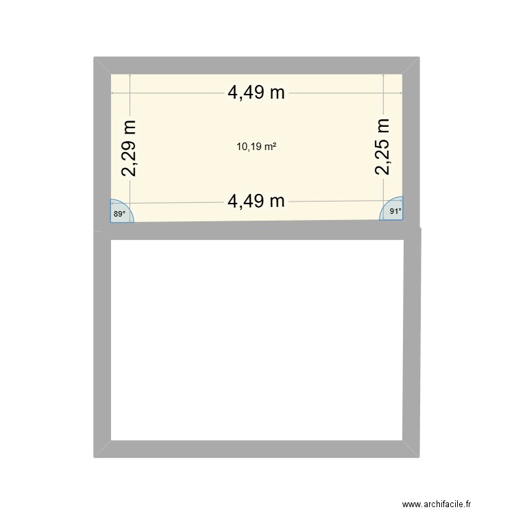 Plan1. Plan de 1 pièce et 10 m2