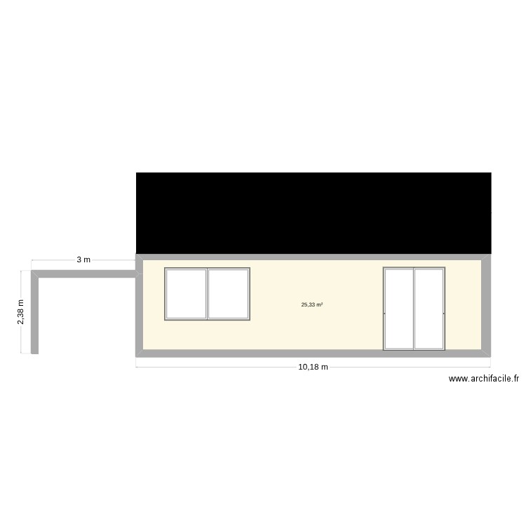 garage. Plan de 1 pièce et 25 m2