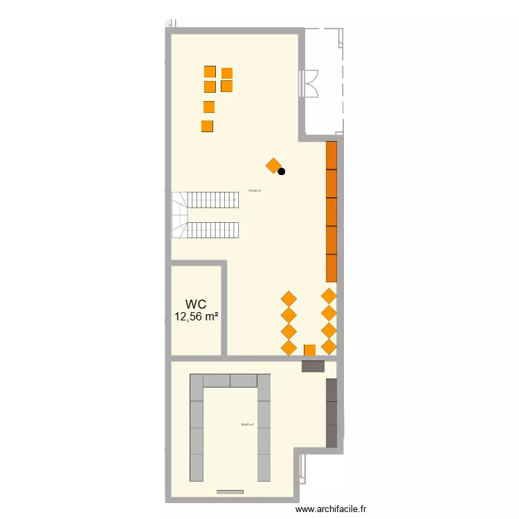 SHOWROOM. Plan de 3 pièces et 188 m²