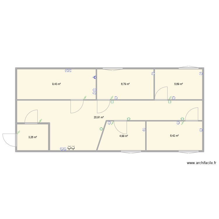 mfr. Plan de 7 pièces et 58 m2