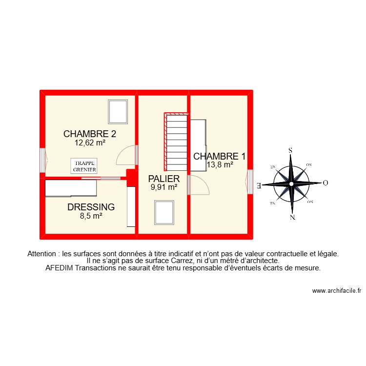 BI 30076. Plan de 18 pièces et 173 m2