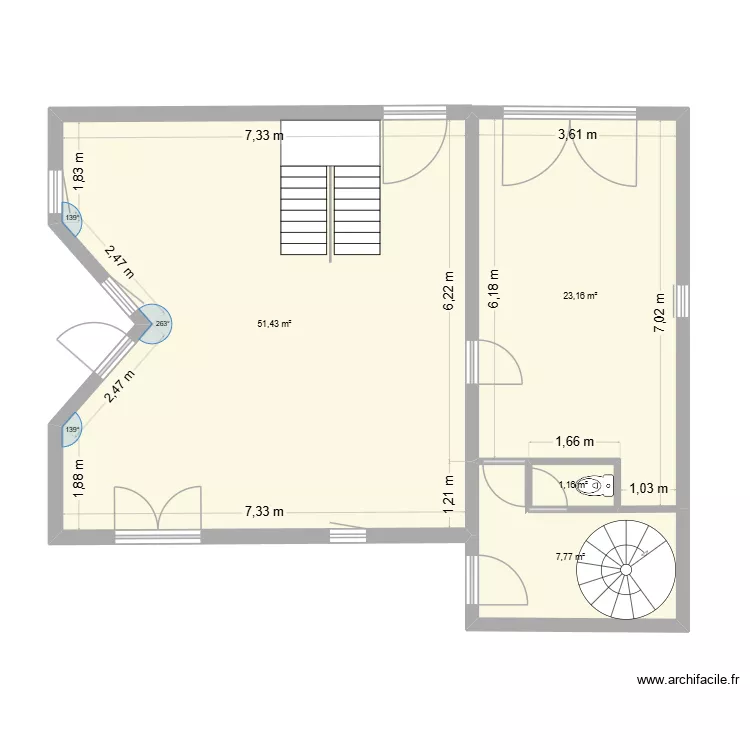 6 montee demolition cloisons et murs interieurs. Plan de 4 Pièces et 84 m²