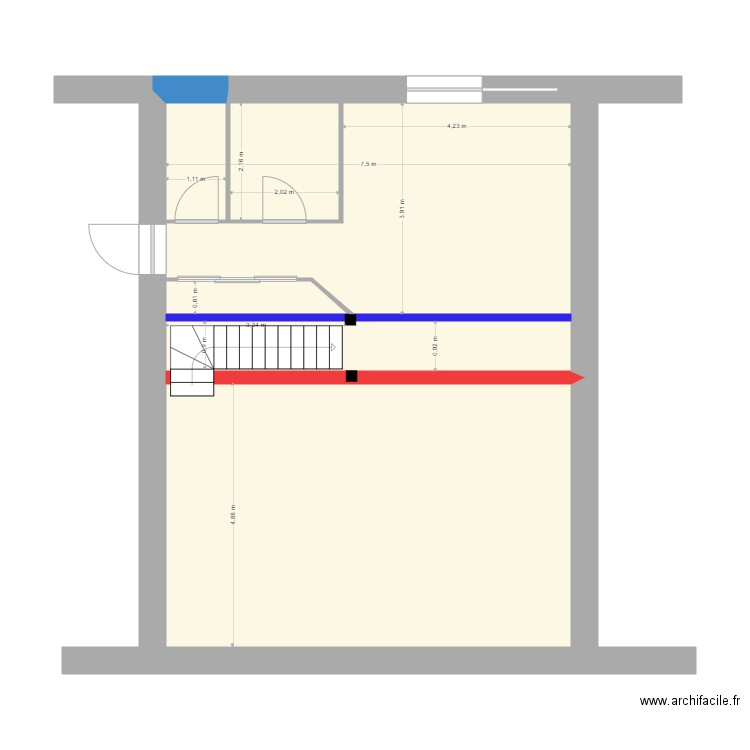 MODIF. Plan de 1 pièce et 73 m2