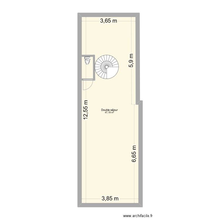 Courtisane 1. Plan de 1 pièce et 47 m2