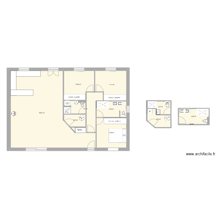 Bègles v2. Plan de 11 pièces et 125 m2