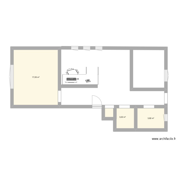 VESMIR. Plan de 3 pièces et 24 m2