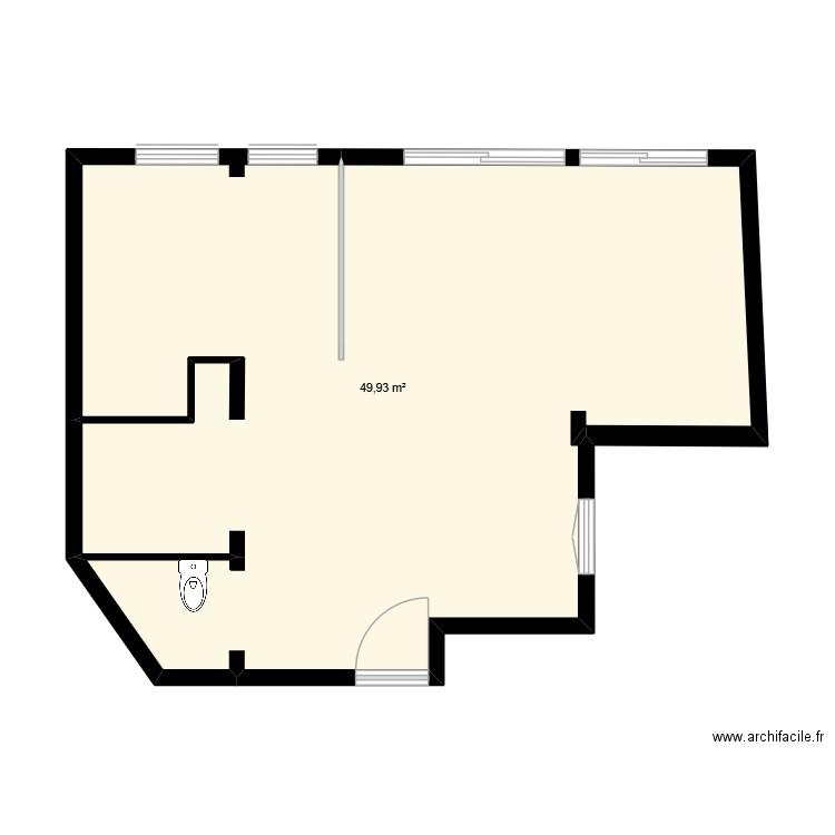 Cabourg option 1. Plan de 1 pièce et 50 m2