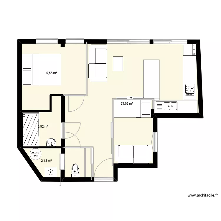 Cabourg option 2. Plan de 4 pièces et 49 m²