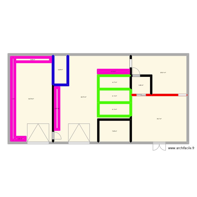 entreprise thomas. Plan de 15 pièces et 175 m2