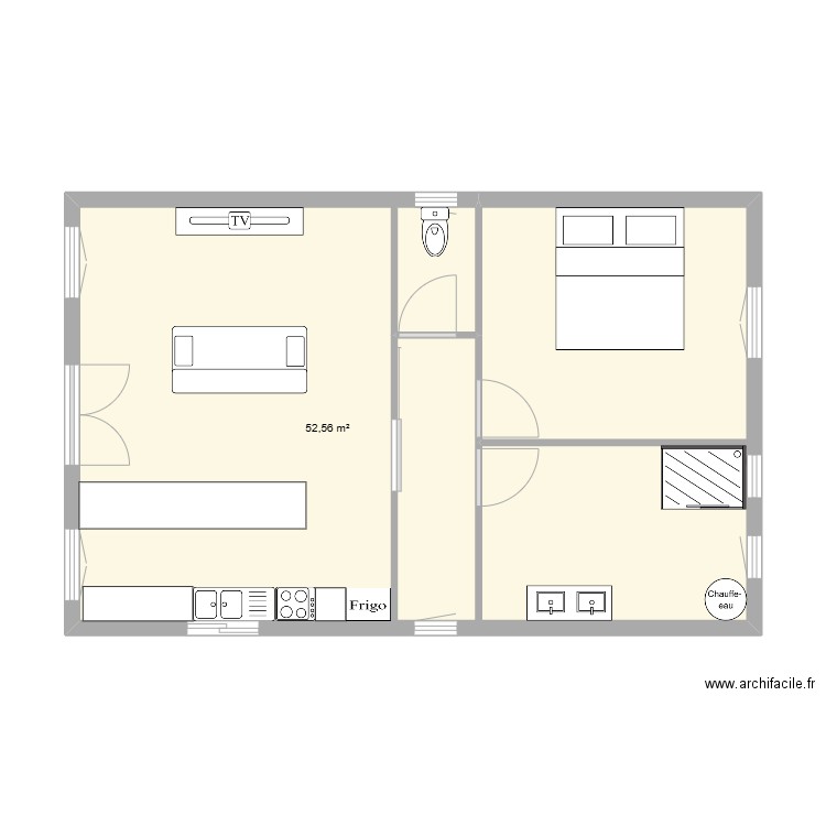 GHISO 2. Plan de 1 pièce et 53 m2