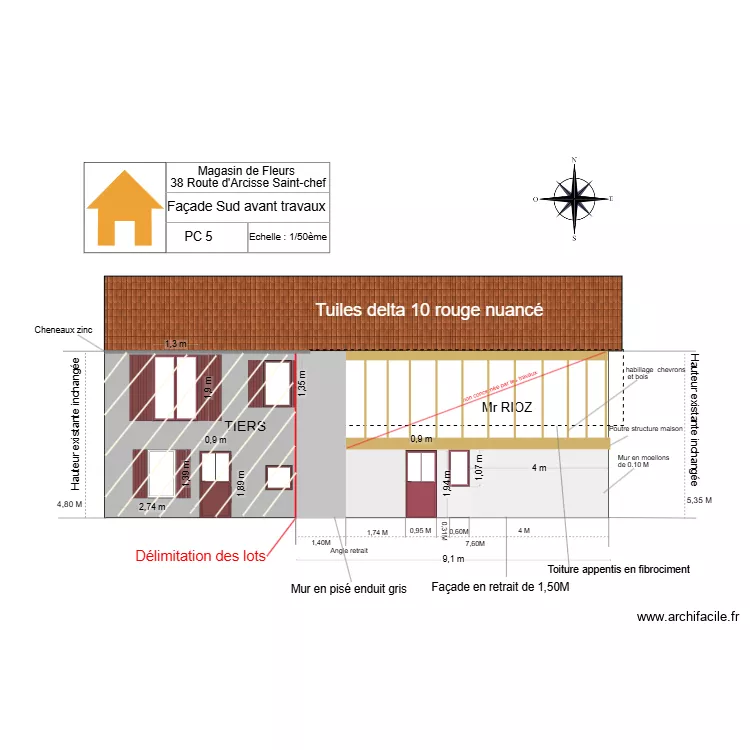 PC 5 Façade Sud avant travaux 4. Plan de 0 pièce et 0 m2 PC 5 Façade Sud avant travaux 4. Plan de 0 pièce et 0 m2