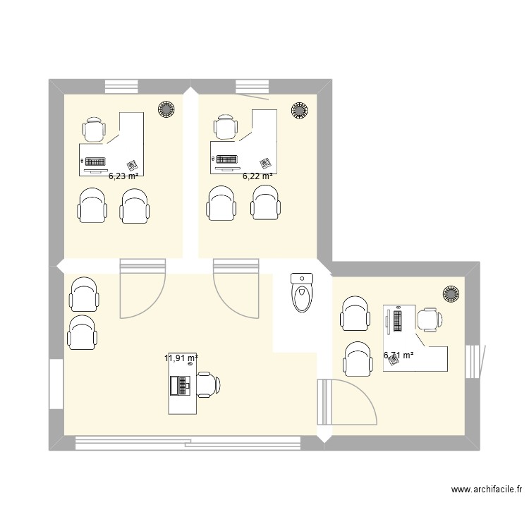 Plan local assurance. Plan de 4 pièces et 31 m2
