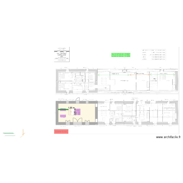 plan avec fond. Plan de 1 pièce et 77 m2