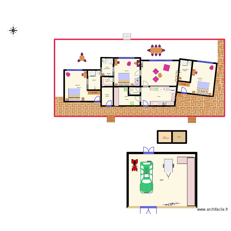 essais. Plan de 13 pièces et 501 m2