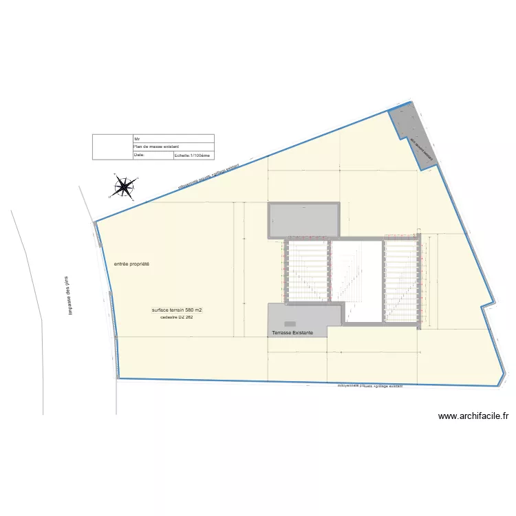 plan de masse existant avec calepinage poutrelles. Plan de 