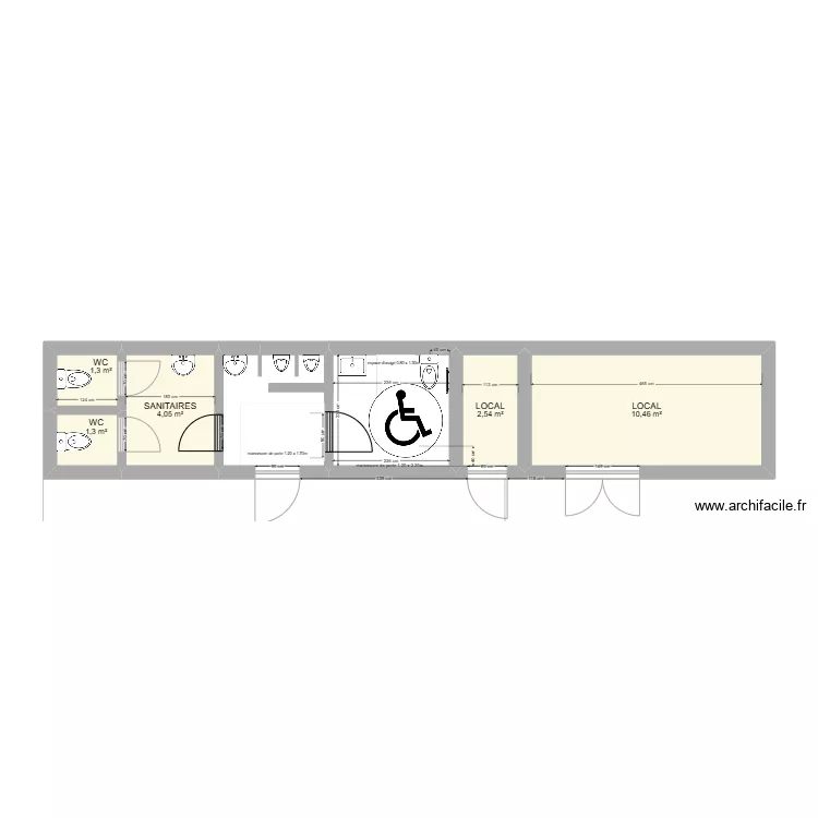 WC Salle des Hallettes-existant. Plan de WC Salle des Hallettes-existant. Plan de
