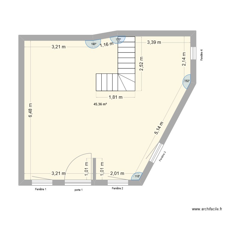 Plan rez de chaussée Tessy. Plan de 1 pièce et 45 m2