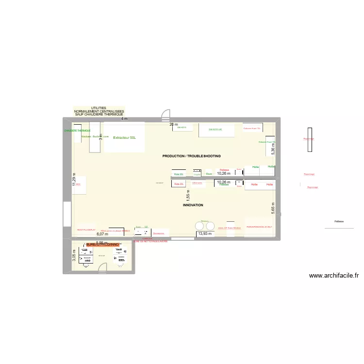 hall pilote ROSE DE MAI 22.05.2026. Plan de 2  et 241 m²