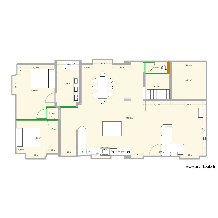 Maison futur 3. Plan de 8 pièces et 120 m2