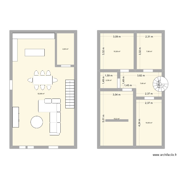 Salon Lili cece. Plan de 8 pièces et 111 m2