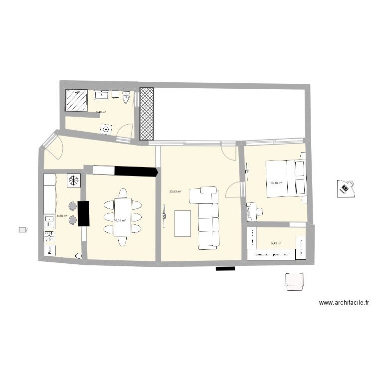 Ma maison. Plan de 6 pièces et 85 m2