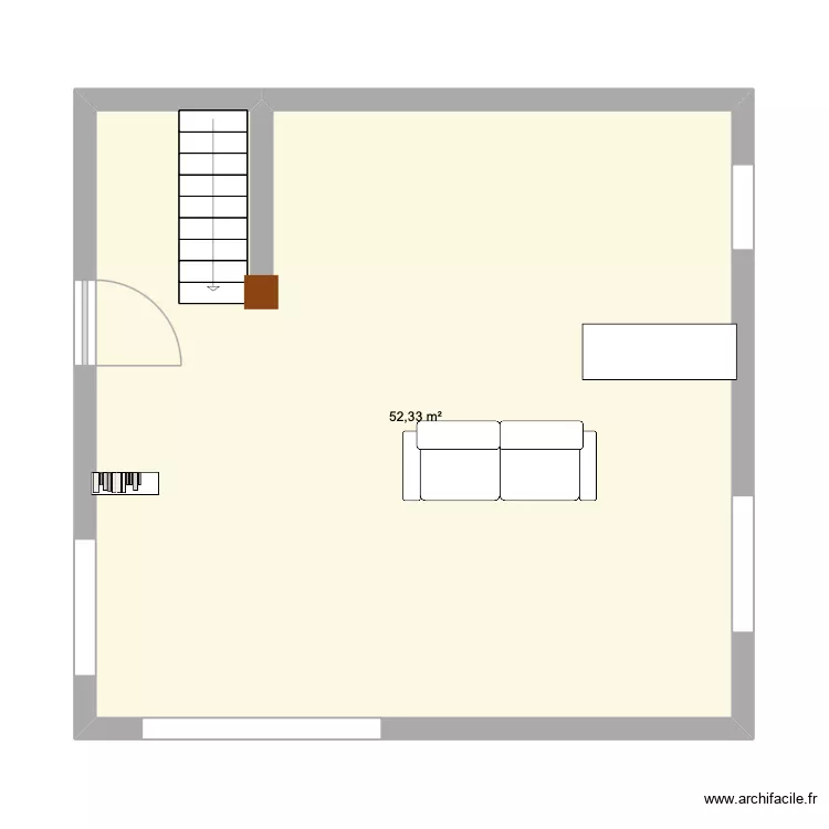 salon. Plan de 1  et 52 m²