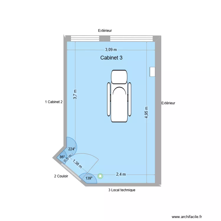 31139 Cabinet 3. Plan de 1  et 15 m²