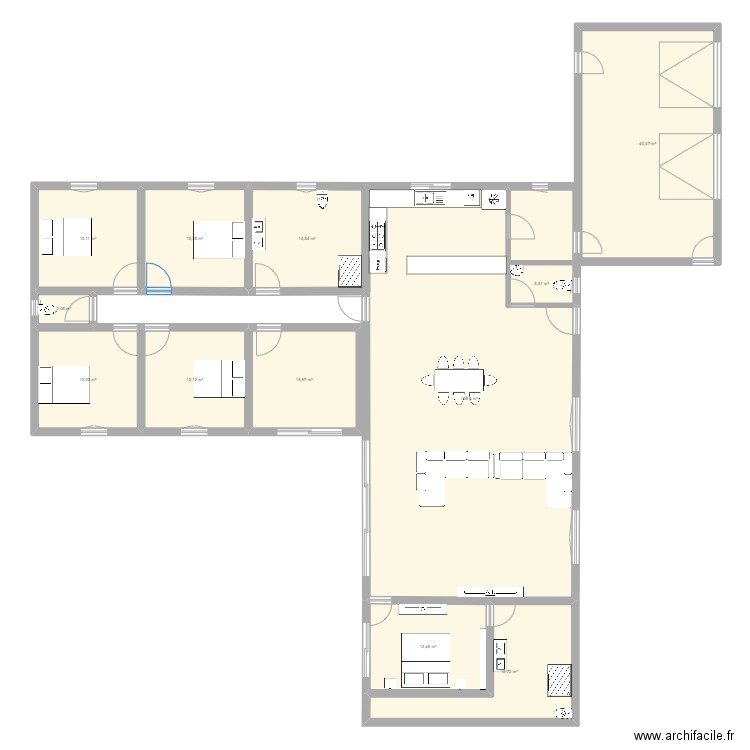 Casa. Plan de 12 pièces et 261 m2