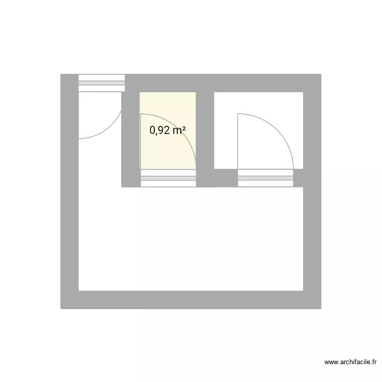 T2 maison. Plan de 1  et 1 m²