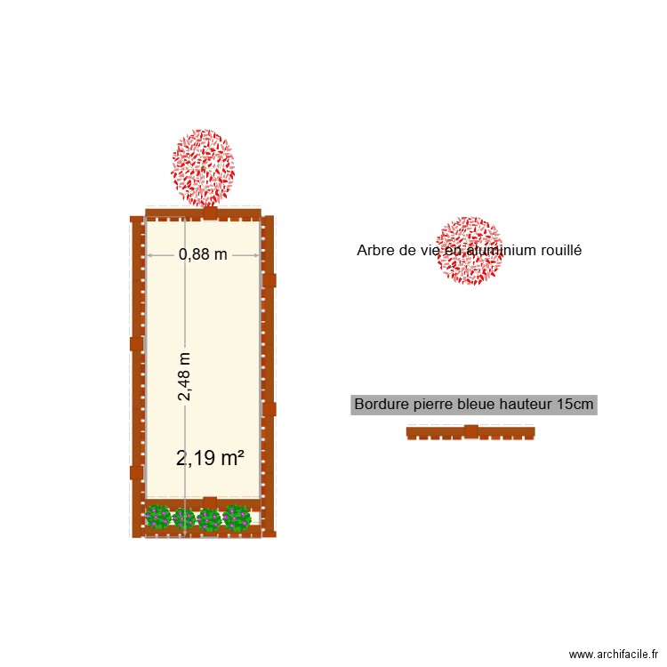PIERRE TOMBALE. Plan de 1 pièce et 2 m2