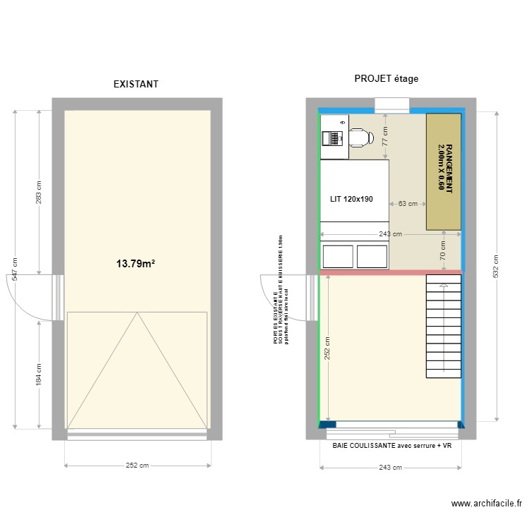BOUISSOU (reactualisation 20/11/2023 étage). Plan de 4 pièces et 40 m2