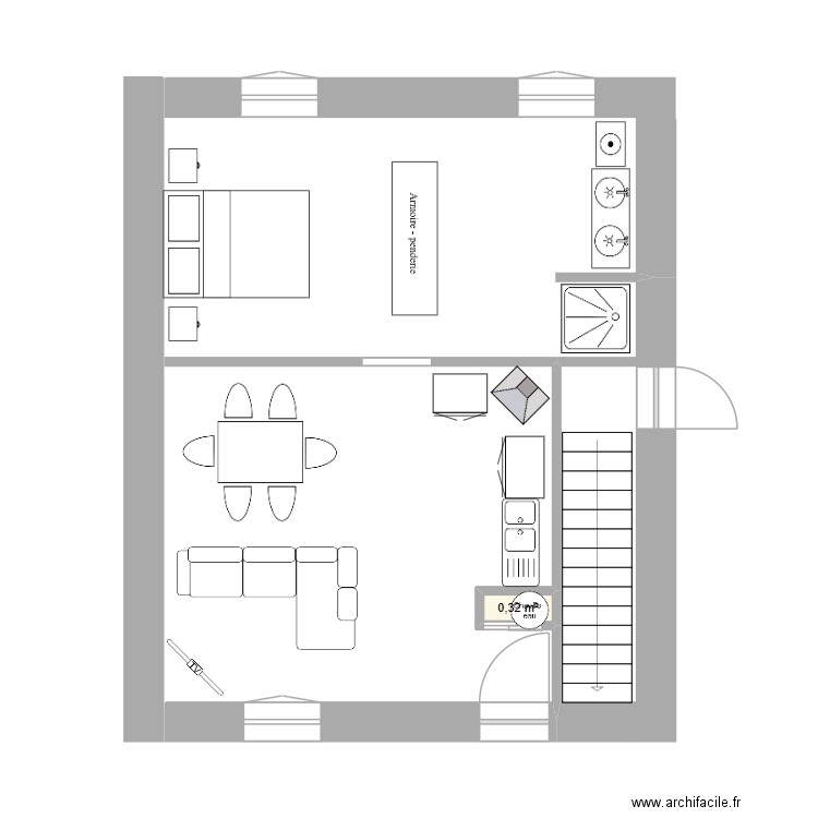 Appartement rdc JOURNANS. Plan de 1 pièce et 0 m2