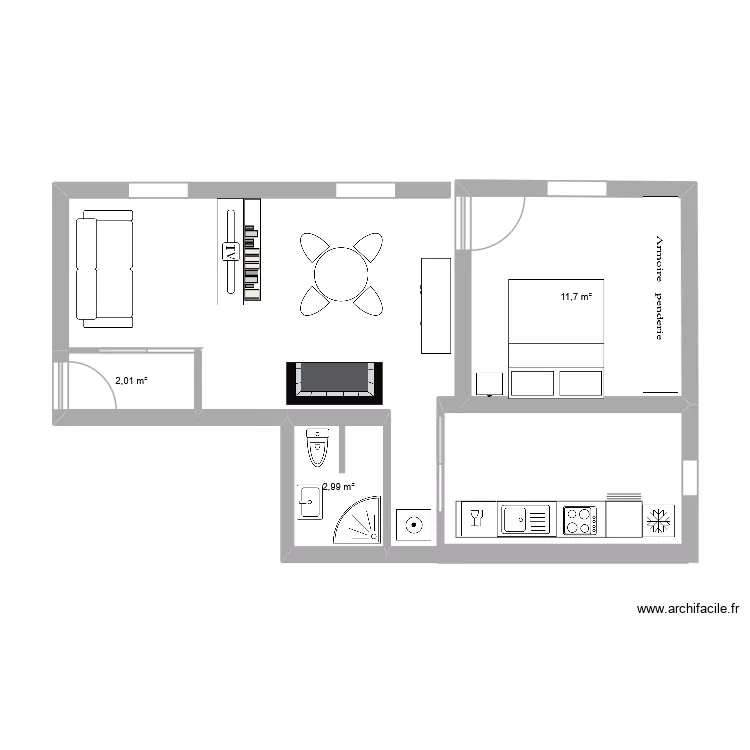 Chezery Jean 2. Plan de 3  et 17 m²