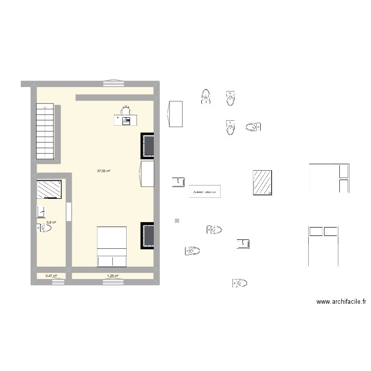 maison. Plan de 4 pièces et 45 m2