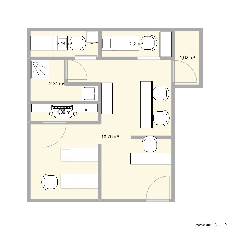institut. Plan de 6 pièces et 28 m2