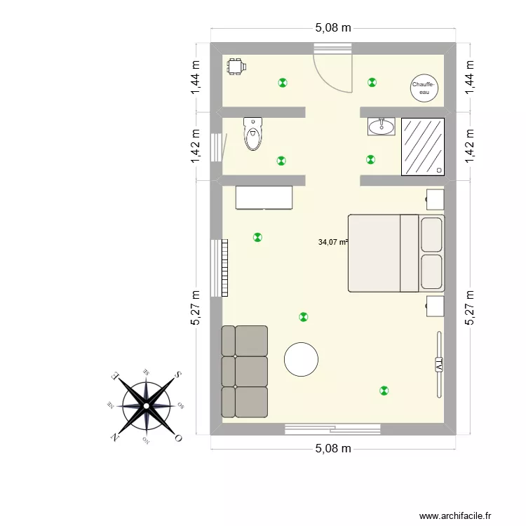 NOUVEAU. Plan de 1 Pièce et 34 m² NOUVEAU. Plan de 1 Pièce et 34 m²