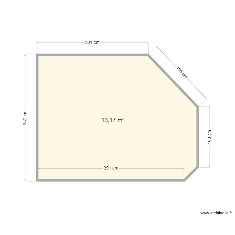 Plan BLANC. Plan de 1 pièce et 13 m2