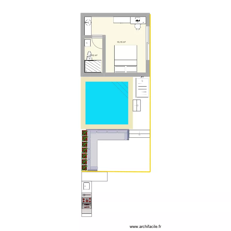 amenagement jardin. Plan de 2  et 16 m²