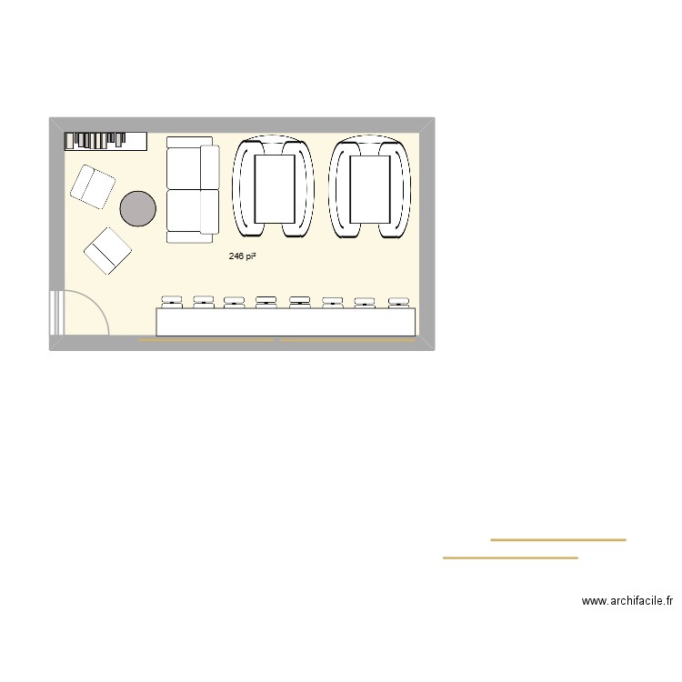 Zone chill. Plan de 1 pièce et 23 m2