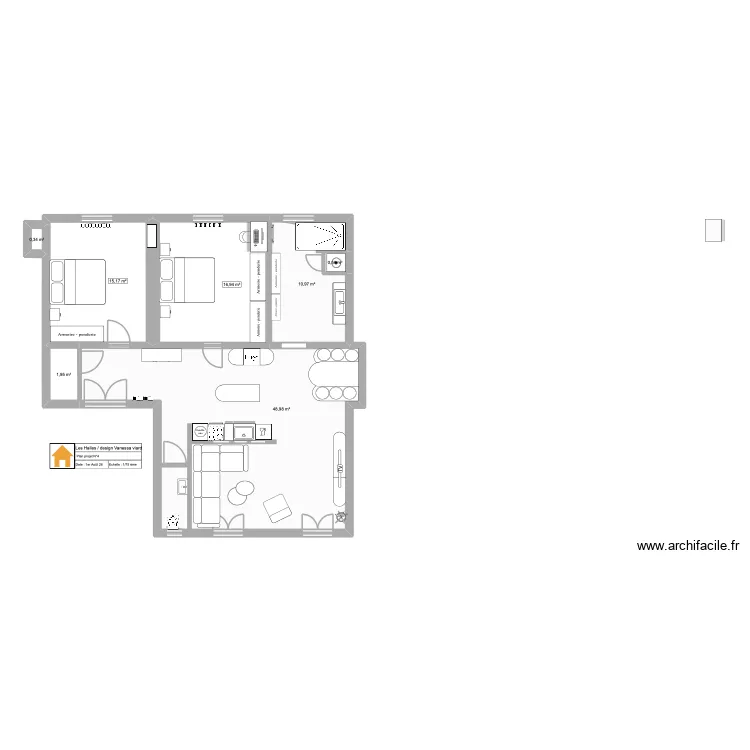 LES HALLES version 12. Plan de 7  et 95 m²