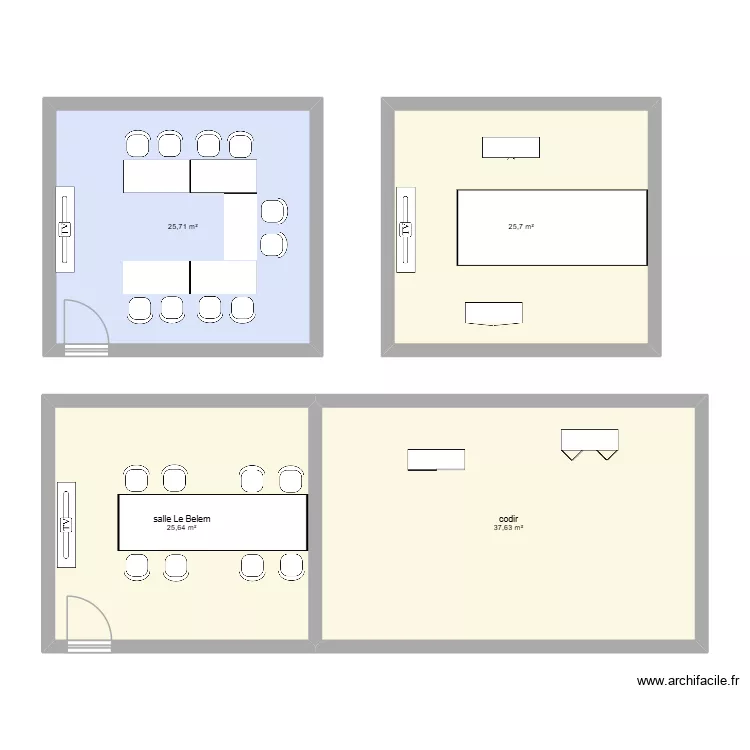 bureau 2&egrave;me &eacute;tage. Plan de 4  et 115 m²