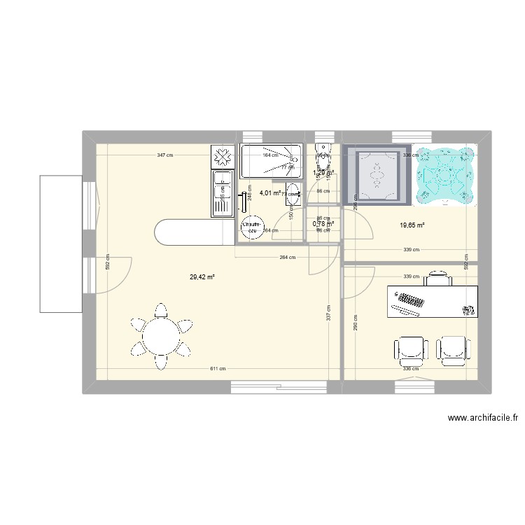 arnaud 2 bureau spa. Plan de 5 pièces et 55 m2