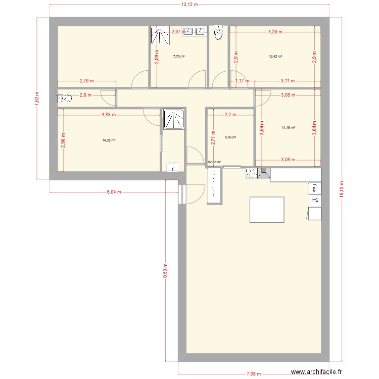 Projet ansouis. Plan de 6 pièces et 191 m2