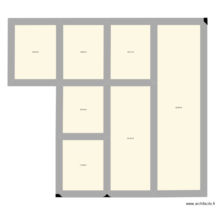 rez de chaussée. Plan de 7 pièces et 185 m2