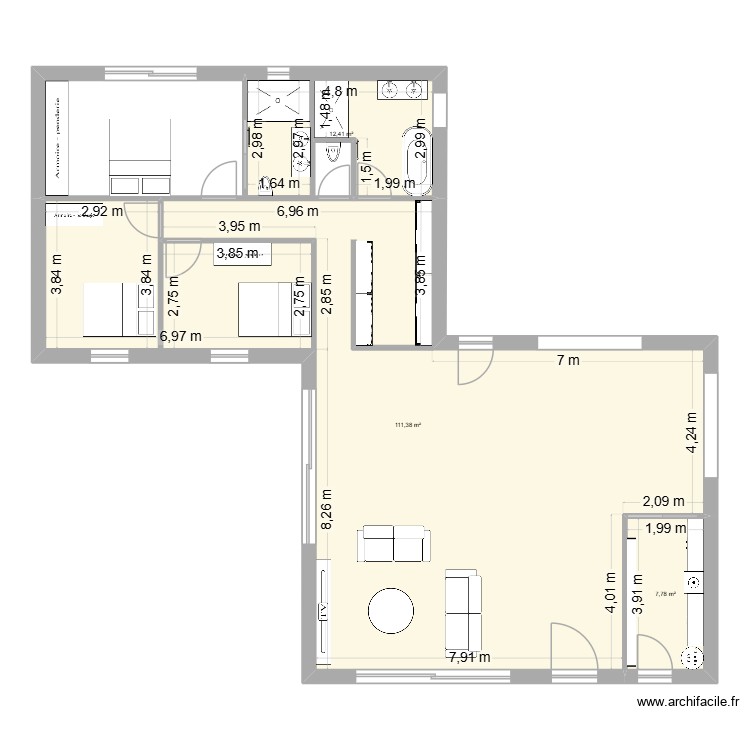1er Plan Morini&egrave;res. Plan de 0 pièce et 0 m2